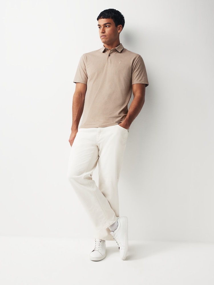 Neutral Brown Short Sleeve Stripe Polo Shirt - Image 2 of 7