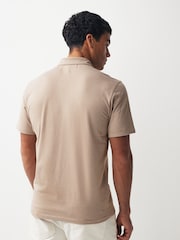 Neutral Brown Short Sleeve Stripe Polo Shirt - Image 3 of 7