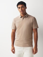 Neutral Brown Short Sleeve Stripe Polo Shirt - Image 4 of 7
