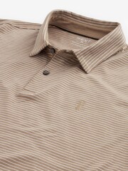 Neutral Brown Short Sleeve Stripe Polo Shirt - Image 6 of 7