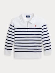 Polo Ralph Lauren Boy Striped Spa Terry Quarter-Zip 100% Cottton Sweatshirt - Image 1 of 2
