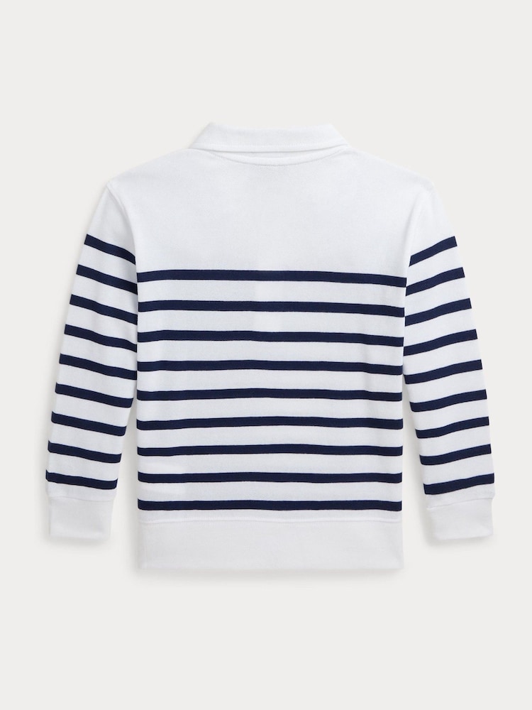 Polo Ralph Lauren Boy Striped Spa Terry Quarter-Zip 100% Cottton Sweatshirt - Image 2 of 2