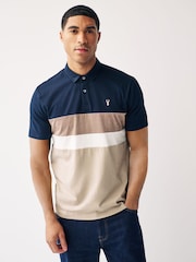Marineblau/Neutral - Kurzärmeliges Polo-Shirt mit Knöpfen und Blockfarben aus 100 % Baumwolle - Bild 8 von 10