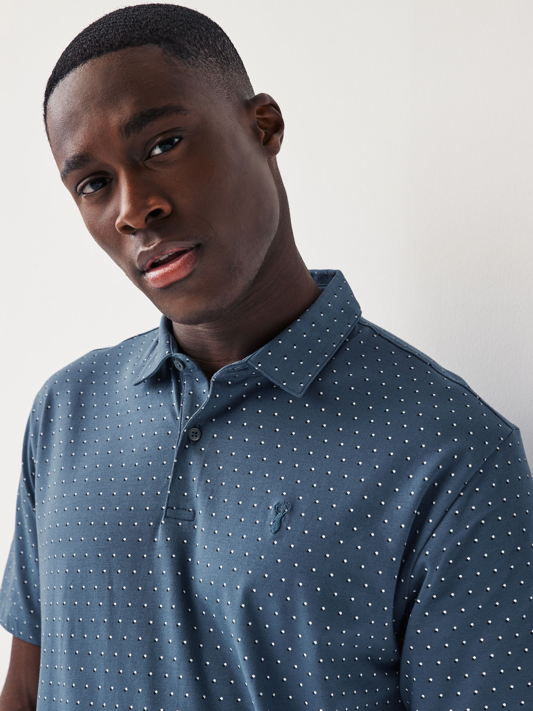 Buy Blue Short Sleeve Polka Dot Polo Shirt from Next USA