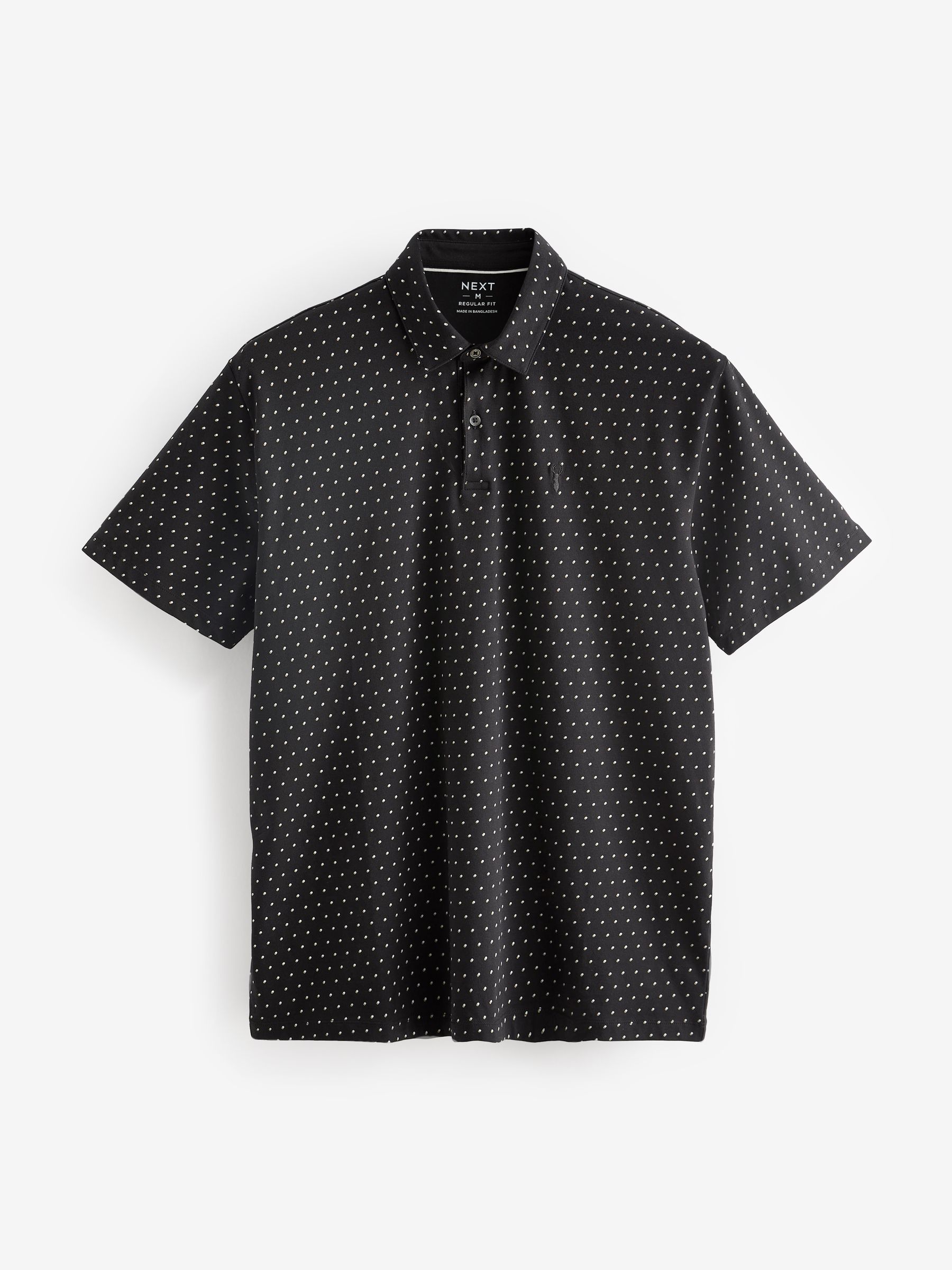 Buy Black Short Sleeve Polka Dot Polo Shirt from Next Luxembourg