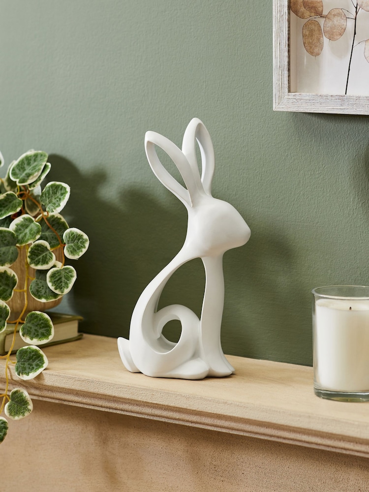 White Ribbon Bunny Ornament - Image 1 of 4