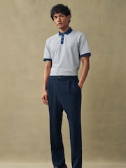 Blue Textured Polo Shirt - Image 1 of 6