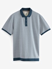 Blue Textured Polo Shirt - Image 4 of 6