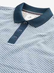 Blue Textured Polo Shirt - Image 5 of 6