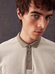 Neutral Brown Textured Polo Shirt - Image 1 of 9