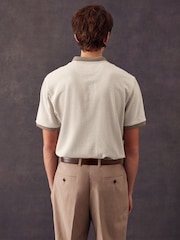 Neutral Brown Textured Polo Shirt - Image 2 of 9