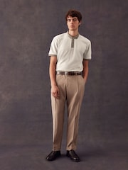 Neutral Brown Textured Polo Shirt - Image 3 of 9