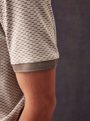 Neutral Brown Textured Polo Shirt - Image 6 of 9