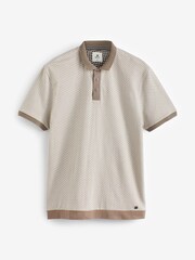 Neutral Brown Textured Polo Shirt - Image 7 of 9