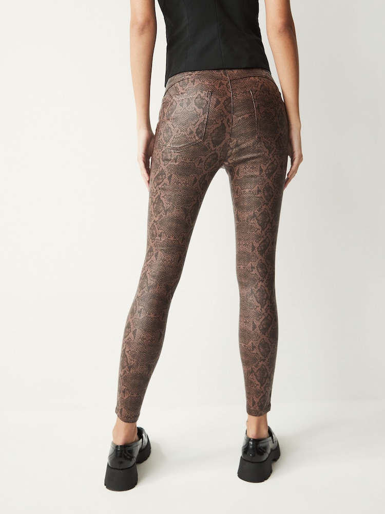 Snake Print Coated Sculpting Jeggings - Image 2 of 3 Snake Print Coated Sculpting Jeggings - Image 2 of 3