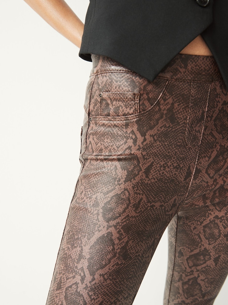 Snake Print Coated Sculpting Jeggings - Image 3 of 3 Snake Print Coated Sculpting Jeggings - Image 3 of 3