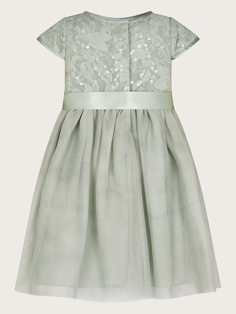 Monsoon Green Baby Lacey Sequin Truth Dress - Image 2 of 3