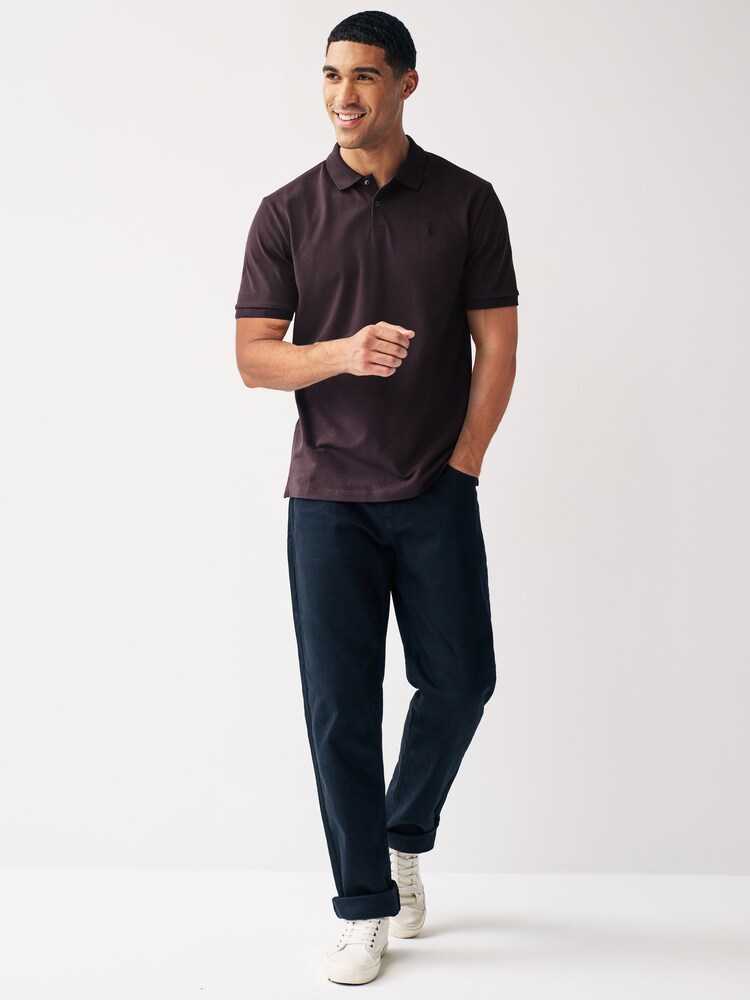 Purple Dark Regular Fit Short Sleeve Pique Polo Shirt - Image 2 of 7