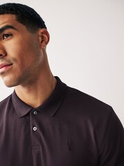 Purple Dark Regular Fit Short Sleeve Pique Polo Shirt - Image 4 of 7
