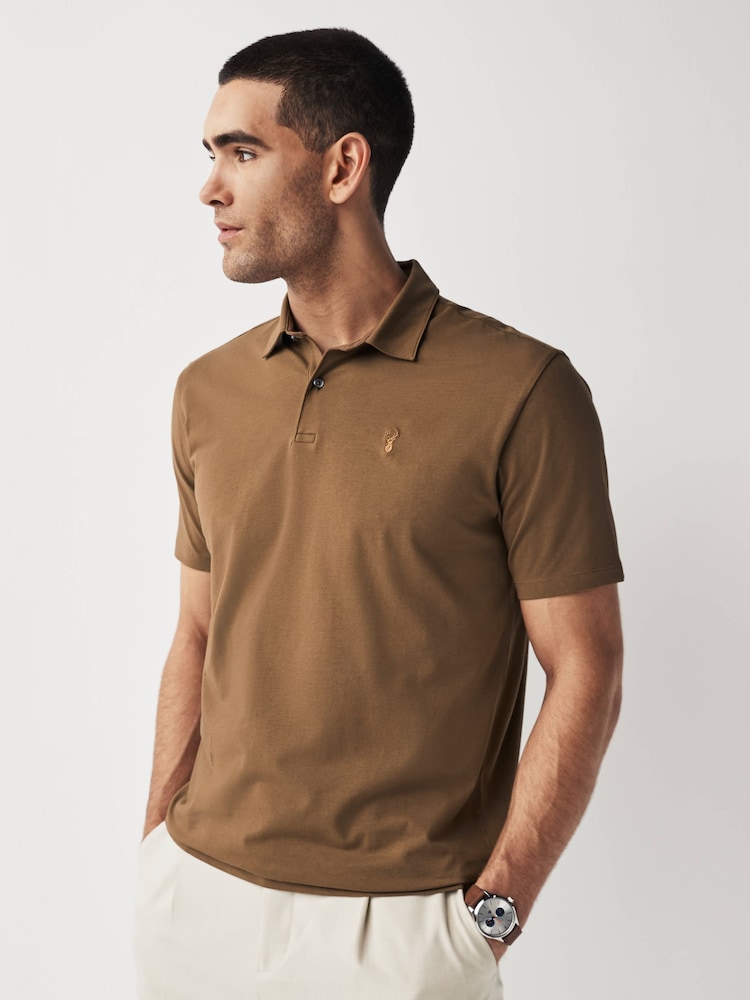 Sage Green/Grey/Rust Brown Regular Fit Short Sleeve Jersey Polo Shirts 3 Pack - Image 2 of 12
