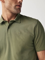 Sage Green/Grey/Rust Brown Regular Fit Short Sleeve Jersey Polo Shirts 3 Pack - Image 6 of 12