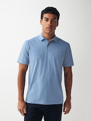 Blue Geo Print Regular Fit Short Sleeve Jersey Polo Shirts 3 Pack - Image 2 of 12