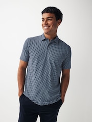 Blue Geo Print Regular Fit Short Sleeve Jersey Polo Shirts 3 Pack - Image 3 of 12