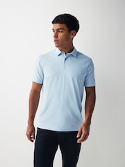 Blue Geo Print Regular Fit Short Sleeve Jersey Polo Shirts 3 Pack - Image 4 of 12