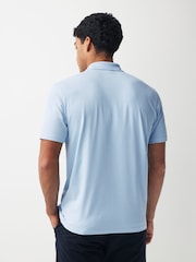 Blue Geo Print Regular Fit Short Sleeve Jersey Polo Shirts 3 Pack - Image 5 of 12