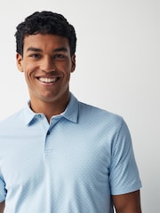 Blue Geo Print Regular Fit Short Sleeve Jersey Polo Shirts 3 Pack - Image 7 of 12