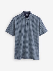 Blue Geo Print Regular Fit Short Sleeve Jersey Polo Shirts 3 Pack - Image 9 of 12