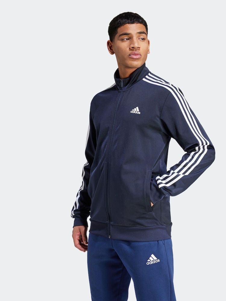 adidas Blue Sportswear Essentials Warm-Up 3-Stripes Track Top Coat Jacket - Image 1 of 7