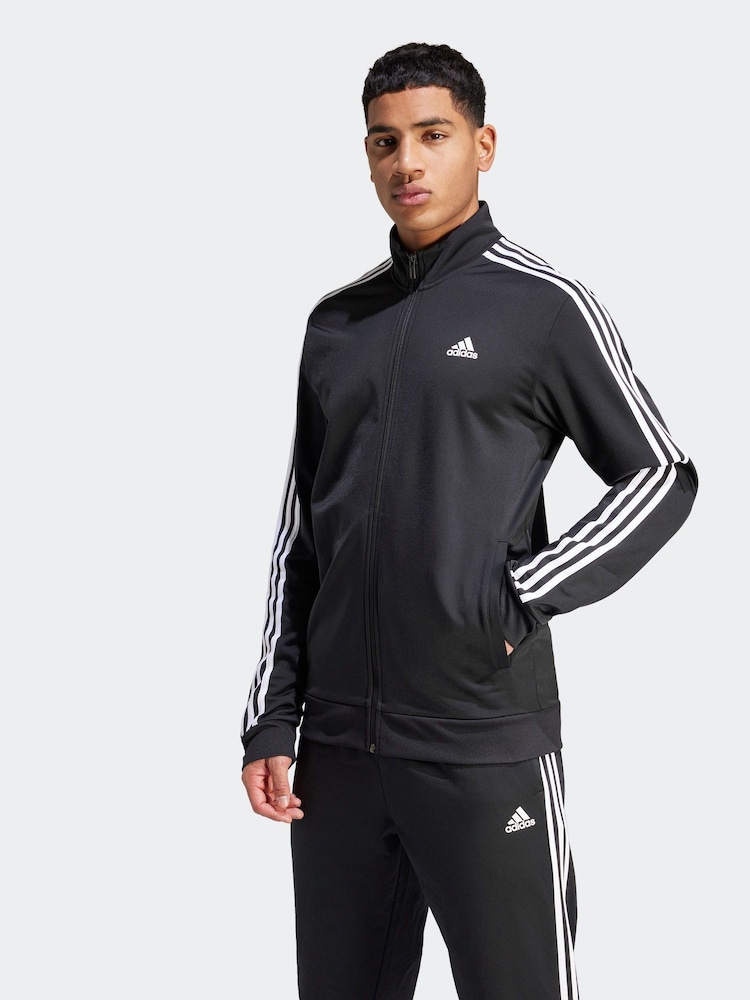 adidas Black Sportswear Essentials Warm-Up 3-Stripes Track Top Coat Jacket - Image 1 of 6
