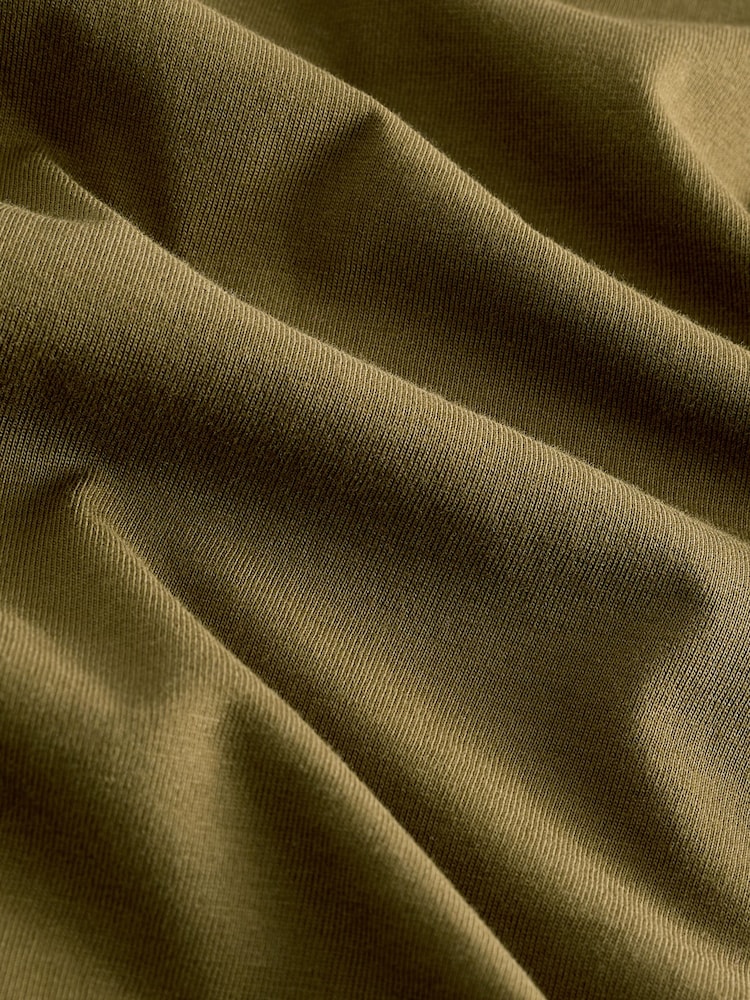 Khaki Green 100% Cotton Bandeau Jersey Utility Dress - Image 5 of 5