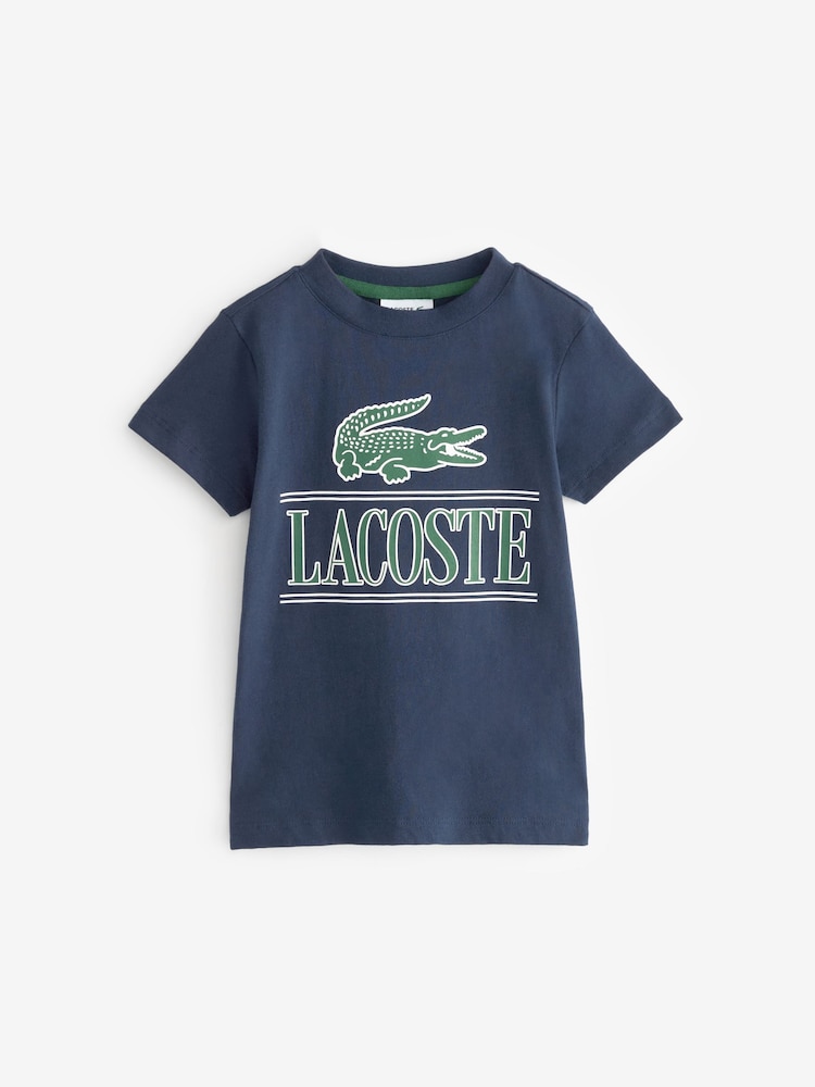 Lacoste Childrens Large Croc Effect 100% Cotton Graphic Logo T-Shirt - Image 1 of 3