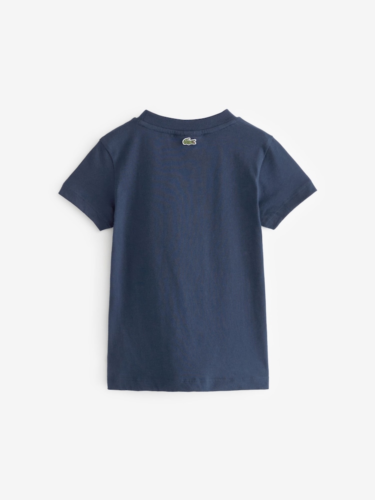 Lacoste Childrens Large Croc Effect 100% Cotton Graphic Logo T-Shirt - Image 2 of 3