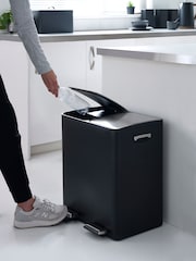 Black 40L 3 compartment Recycling Soft Close Pedal Bin - Image 2 of 7