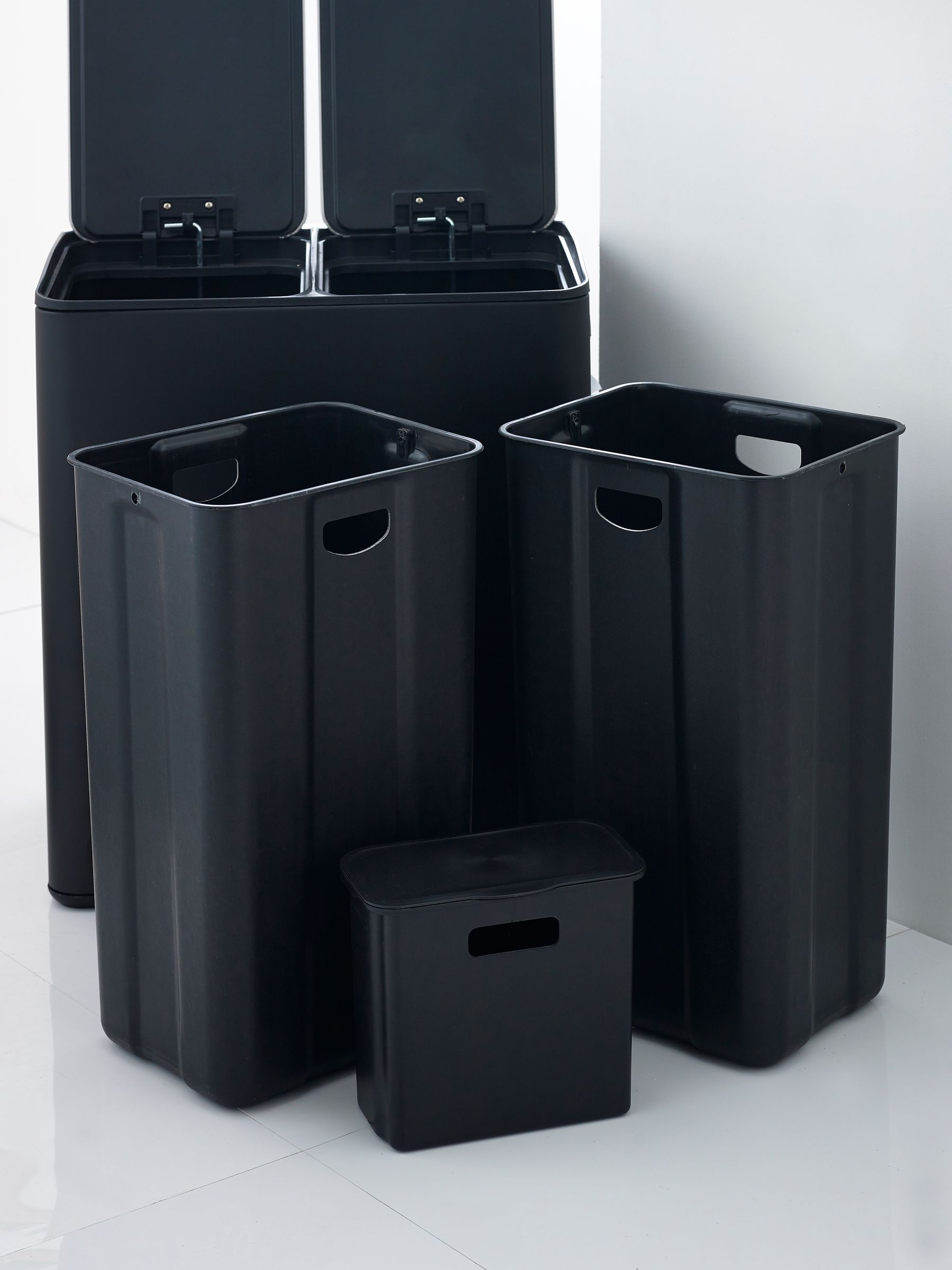 Buy Black 40L 3 compartment Recycling Soft Close Pedal Bin from