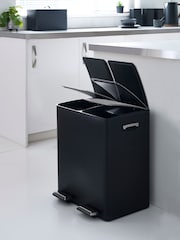 Black 40L 3 compartment Recycling Soft Close Pedal Bin - Image 5 of 7
