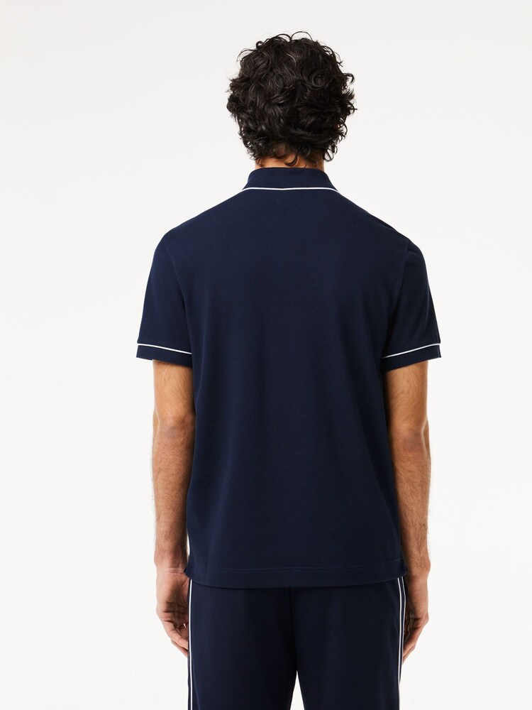 Lacoste Navy Contrast Tipping Paris Polo Shirt - Image 2 of 7 Lacoste Navy Contrast Tipping Paris Polo Shirt - Image 2 of 7