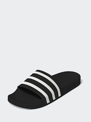 adidas Originals Black/White Adilette Slides - Image 4 of 13