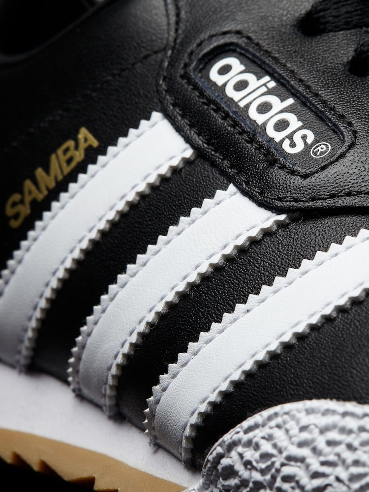 adidas Originals Black/White Samba Suede Trainers - Image 7 of 7
