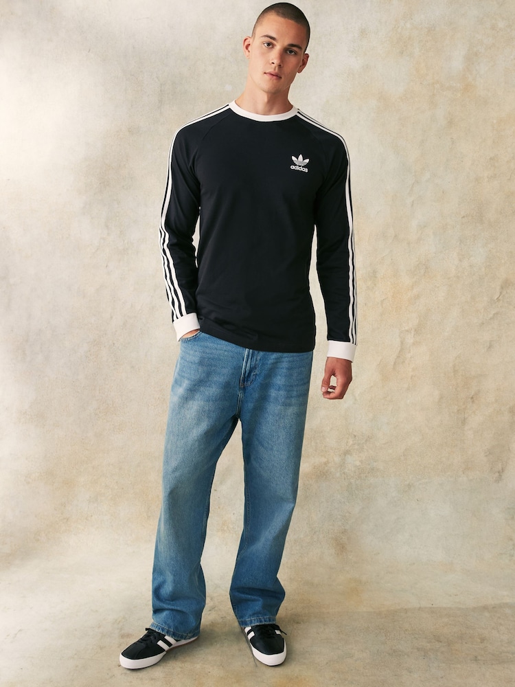 Schwarz - adidas Originals 100% Cotton Adicolor Classics 3-Stripes Long Sleeve Long-Sleeve Top - Bild 2 von 5