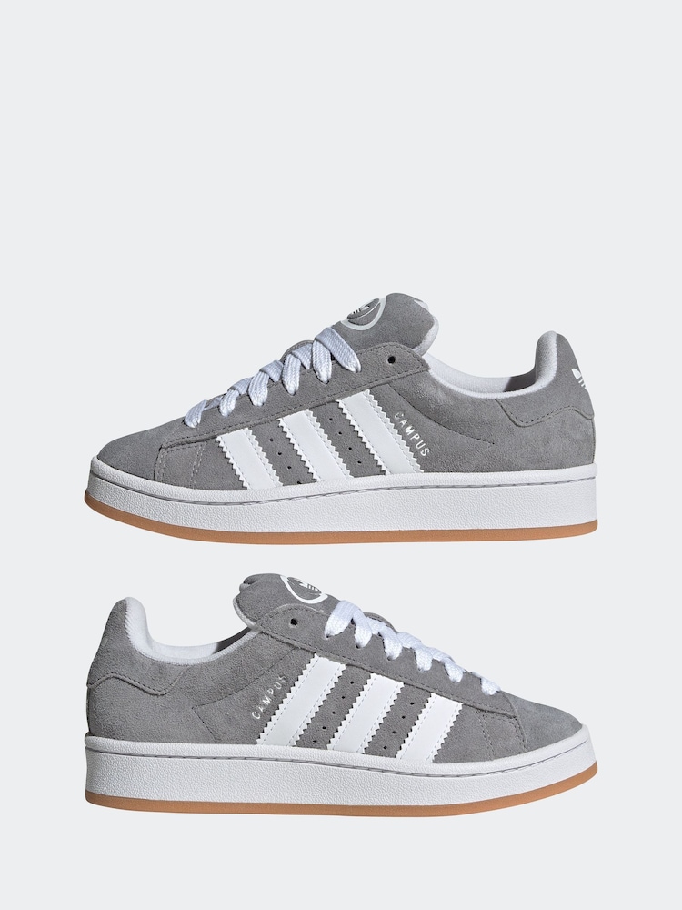 adidas Grey/White Junior Campus 00s Trainers - Image 3 of 9