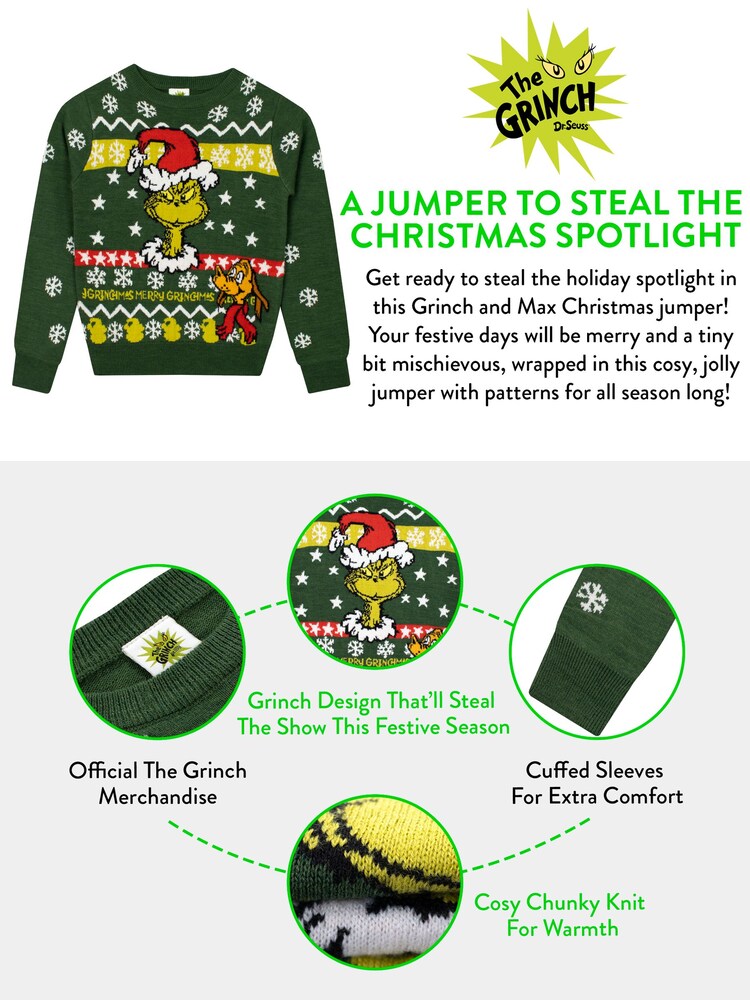 Character Green The Grinch Christmas Jumper - Image 7 of 7