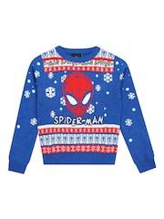 Character Blue Christmas Spiderman Jumper - Image 1 of 10