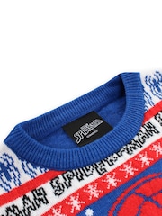 Character Blue Christmas Spiderman Jumper - Image 5 of 10