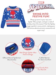 Character Blue Christmas Spiderman Jumper - Image 9 of 10