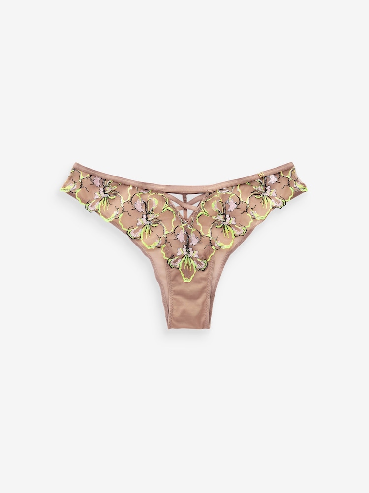Multi Neon Embroidery Brazilian Knickers - Image 4 of 4 Multi Neon Embroidery Brazilian Knickers - Image 4 of 4