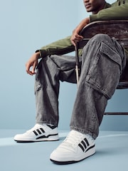 adidas Originals White Forum Mid Trainers - Image 1 of 12